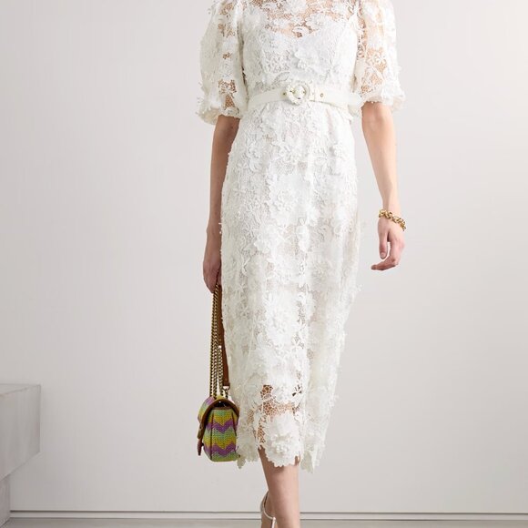 Zimmermann Halliday belted recycled-guipure lace midi dress - Picture 2 of 8